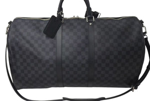 新品同様 LOUIS VUITTON ルイヴィトン キーポル バンドリエール55 ボストンバッグ N41413 ダミエグラフィット ブラック 中古 4c073245