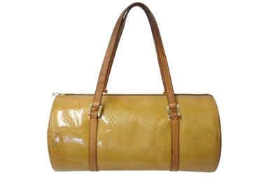 LOUIS VUITTON ルイヴィトン ベッドフォード ハンドバッグ M91329 モノグラムヴェルニ 筒型 ゴールド金具 ベージュ 中古 4c073246