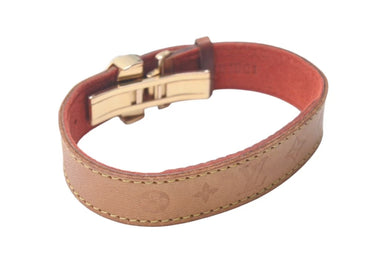 LOUIS VUITTON ルイヴィトン グッドラック ブレスレット M64448 モノグラム ブラウン ゴールド レザー GP 美品 中古 4c073253