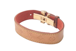 LOUIS VUITTON ルイヴィトン グッドラック ブレスレット M64448 モノグラム ブラウン ゴールド レザー GP 美品 中古 4c073253