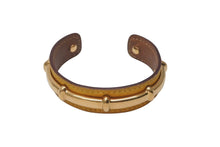 Load image into Gallery viewer, HERMES エルメス アガタ バングル イエロー レザー GP ゴールド金具 22.5g アクセサリー ジュエリー 小物 美品 中古 4c073254