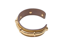 Load image into Gallery viewer, HERMES エルメス アガタ バングル イエロー レザー GP ゴールド金具 22.5g アクセサリー ジュエリー 小物 美品 中古 4c073254
