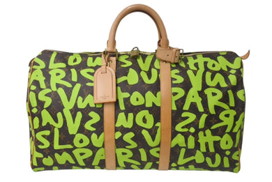 LOUIS VUITTON ルイヴィトン モノグラム グラフティ キーポル50 ボストンバッグ グリーン M93700 美品 中古 4c073258
