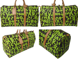 LOUIS VUITTON ルイヴィトン モノグラム グラフティ キーポル50 ボストンバッグ グリーン M93700 美品 中古 4c073258