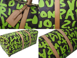 LOUIS VUITTON ルイヴィトン モノグラム グラフティ キーポル50 ボストンバッグ グリーン M93700 美品 中古 4c073258