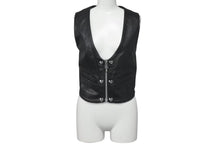 Load image into Gallery viewer, CHROME HEARTS クロムハーツ ハート レザーベスト サイズS ブラック シルバー925 レザー 美品 中古 4c073266