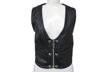Load image into Gallery viewer, CHROME HEARTS クロムハーツ ハート レザーベスト サイズS ブラック シルバー925 レザー 美品 中古 4c073266
