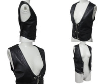 Load image into Gallery viewer, CHROME HEARTS クロムハーツ ハート レザーベスト サイズS ブラック シルバー925 レザー 美品 中古 4c073266