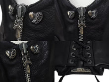 Load image into Gallery viewer, CHROME HEARTS クロムハーツ ハート レザーベスト サイズS ブラック シルバー925 レザー 美品 中古 4c073266