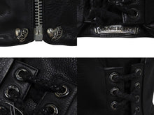 Load image into Gallery viewer, CHROME HEARTS クロムハーツ ハート レザーベスト サイズS ブラック シルバー925 レザー 美品 中古 4c073266