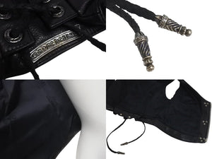 CHROME HEARTS クロムハーツ ハート レザーベスト サイズS ブラック シルバー925 レザー 美品 中古 4c073266