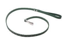 Load image into Gallery viewer, GOYARD Pet Leash, Green PVC Leather, Herringbone Pattern, Silver Hardware, Excellent Condition, Pre-Owned, Item Number 4c073269 