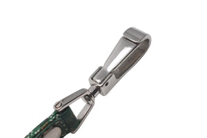GOYARD Pet Leash, Green PVC Leather, Herringbone Pattern, Silver Hardware, Excellent Condition, Pre-Owned, Item Number 4c073269 