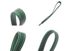 Load image into Gallery viewer, GOYARD Pet Leash, Green PVC Leather, Herringbone Pattern, Silver Hardware, Excellent Condition, Pre-Owned, Item Number 4c073269 