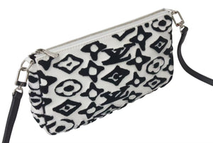 極美品 LOUIS VUITTON ルイヴィトン × ウルス フィッシャー ポシェット アクセソワール アクセサリーポーチ M45565 ブラック ホワイト 中古 4c073270