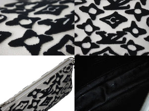 極美品 LOUIS VUITTON ルイヴィトン × ウルス フィッシャー ポシェット アクセソワール アクセサリーポーチ M45565 ブラック ホワイト 中古 4c073270