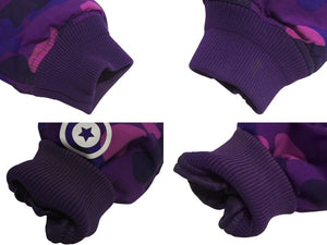 A BATHING APE アベイシングエイプ シャーク ダウンジャケット カモフラ 001HJC801 1005X パープル ホワイト レッド L 美品 中古 4c073274 
