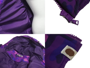 A BATHING APE アベイシングエイプ シャーク ダウンジャケット カモフラ 001HJC801 1005X パープル ホワイト レッド L 美品 中古 4c073274 