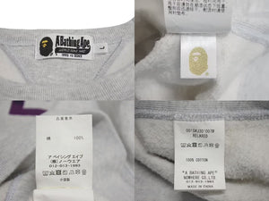 極美品 A BATHING APE アベイシングエイプ ロゴ スウェット グレー ロゴスエット グレー サイズ L 001SWJ301007M 中古 4c073275 