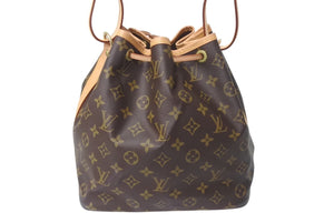 極美品 LOUIS VUITTON ルイヴィトン ショルダーバッグ プチノエ モノグラム M42226 ブラウン ゴールド金具 中古 4c073283