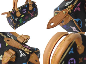 極美品 LOUIS VUITTON ルイヴィトン ミニスピーディ ハンドバッグ M92644 モノグラムマルチカラー ブラック ゴールド金具 村上隆 中古 4c073285