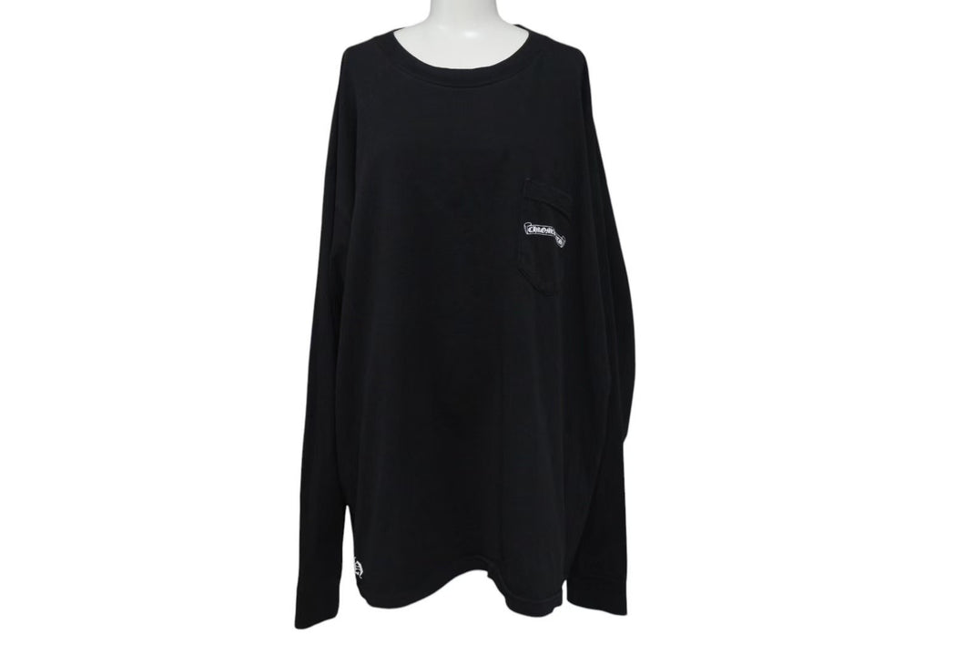 CHROME HEARTS クロムハーツ 長袖Ｔシャツ サイズXXL アーチロゴ CHプラス プリント ブラック ホワイト コットン 美品 中古 4c073289
