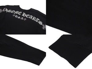 CHROME HEARTS クロムハーツ 長袖Ｔシャツ サイズXXL アーチロゴ CHプラス プリント ブラック ホワイト コットン 美品 中古 4c073289