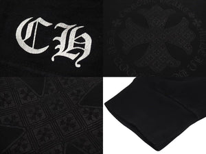CHROME HEARTS クロムハーツ クロスプリント ロングスリーブＴシャツ ロゴ コットン ブラック XXL 美品 中古 4c073291