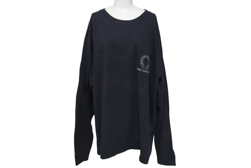 CHROME HEARTS クロムハーツ ホースシュー Tバー ロングスリーブＴシャツ ロゴ コットン ブラック XXL 美品 中古 4c073292