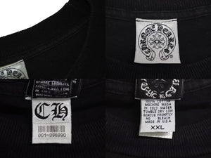 CHROME HEARTS クロムハーツ クロスプリント ロングスリーブＴシャツ ロゴ コットン ブラック ゴールド XXL 美品 中古 4c073293