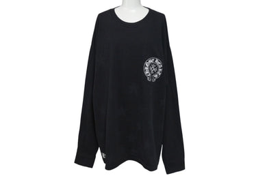 CHROME HEARTS クロムハーツ スター クロスプリント ロングスリーブＴシャツ ロゴ コットン ブラック XXL 美品 中古 4c073294