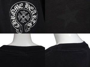 CHROME HEARTS クロムハーツ スター クロスプリント ロングスリーブＴシャツ ロゴ コットン ブラック XXL 美品 中古 4c073294