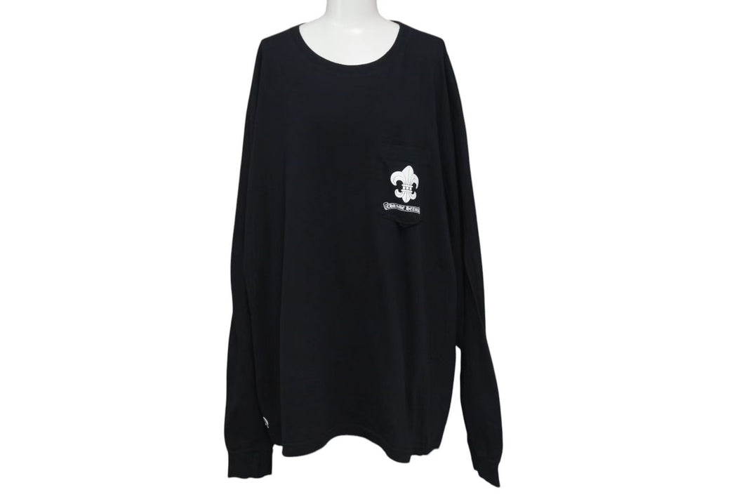 CHROME HEARTS クロムハーツ BSフレア プリント ロンT 長袖Tシャツ 95024 コットン ブラック ホワイト サイズXXL 美品 中古 4c073295