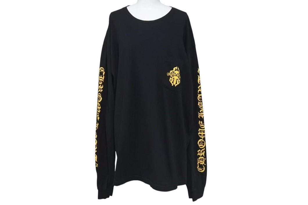 CHROME HEARTS クロムハーツ オレンジ ヴィンダガー ロングスリーブＴシャツ ロゴ コットン ブラック XXL 美品 中古 4c073296