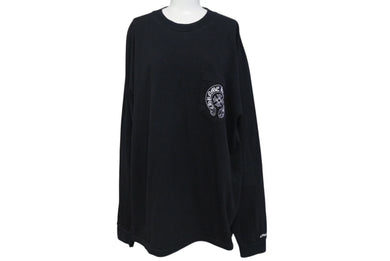CHROME HEARTS クロムハーツ NY限定 フローラルクロスプリント ロングスリーブＴシャツ ロゴ コットン ブラック XXL 美品 中古 4c073298