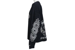 CHROME HEARTS クロムハーツ NY限定 フローラルクロスプリント ロングスリーブＴシャツ ロゴ コットン ブラック XXL 美品 中古 4c073298