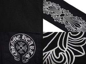CHROME HEARTS クロムハーツ NY限定 フローラルクロスプリント ロングスリーブＴシャツ ロゴ コットン ブラック XXL 美品 中古 4c073298