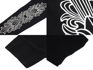 CHROME HEARTS クロムハーツ NY限定 フローラルクロスプリント ロングスリーブＴシャツ ロゴ コットン ブラック XXL 美品 中古 4c073298