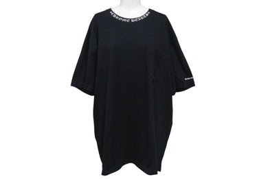 CHROME HEARTS クロムハーツ 半袖Tシャツ ネックロゴ クルーネック トップス 97729 コットン ブラック ホワイト XXL 美品 中古 4c073302 