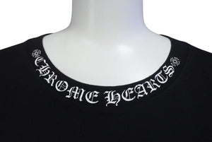 CHROME HEARTS クロムハーツ 半袖Tシャツ ネックロゴ クルーネック トップス 97729 コットン ブラック ホワイト XXL 美品 中古 4c073302