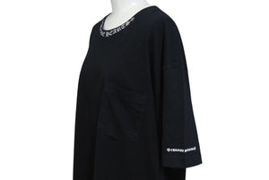 CHROME HEARTS クロムハーツ 半袖Tシャツ ネックロゴ クルーネック トップス 97729 コットン ブラック ホワイト XXL 美品 中古 4c073302