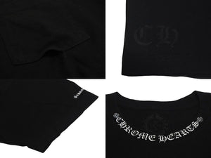 CHROME HEARTS クロムハーツ 半袖Tシャツ ネックロゴ クルーネック トップス 97729 コットン ブラック ホワイト XXL 美品 中古 4c073302