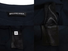 Load image into Gallery viewer, BALENCIAGA バレンシアガ 19AW オーバーサイズ ロゴ刺繍 半袖Ｔシャツ ネイビー コットン 583214 サイズM 良品 中古 4c073313