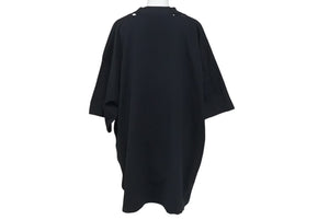 BALENCIAGA バレンシアガ 22SS メタルロゴ オーバーサイズ 半袖Ｔシャツ ブラック コットン ダメージ加工 汚れ加工 694576 サイズ3 良品 中古 4c073315