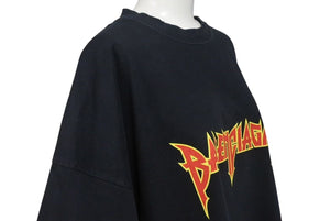 BALENCIAGA バレンシアガ 22SS メタルロゴ オーバーサイズ 半袖Ｔシャツ ブラック コットン ダメージ加工 汚れ加工 694576 サイズ3 良品 中古 4c073315