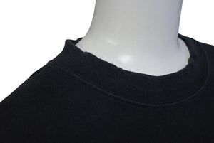 BALENCIAGA バレンシアガ 22SS メタルロゴ オーバーサイズ 半袖Ｔシャツ ブラック コットン ダメージ加工 汚れ加工 694576 サイズ3 良品 中古 4c073315
