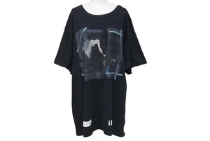 OFF-WHITE オフホワイト 半袖Tシャツ プリント ブラック コットン サイズXL 美品 中古 4c073316 