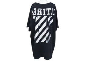 OFF-WHITE オフホワイト 半袖Tシャツ プリント ブラック コットン サイズXL 美品 中古 4c073316 