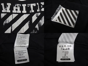 OFF-WHITE オフホワイト 半袖Tシャツ プリント ブラック コットン サイズXL 美品 中古 4c073316 