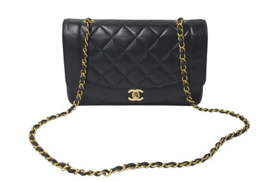 CHANEL シャネル マトラッセ25 ダイアナ ショルダーバッグ A01165 レザー ラムスキン 3番台 ゴールド金具 ブラック 美品 中古 4c073328